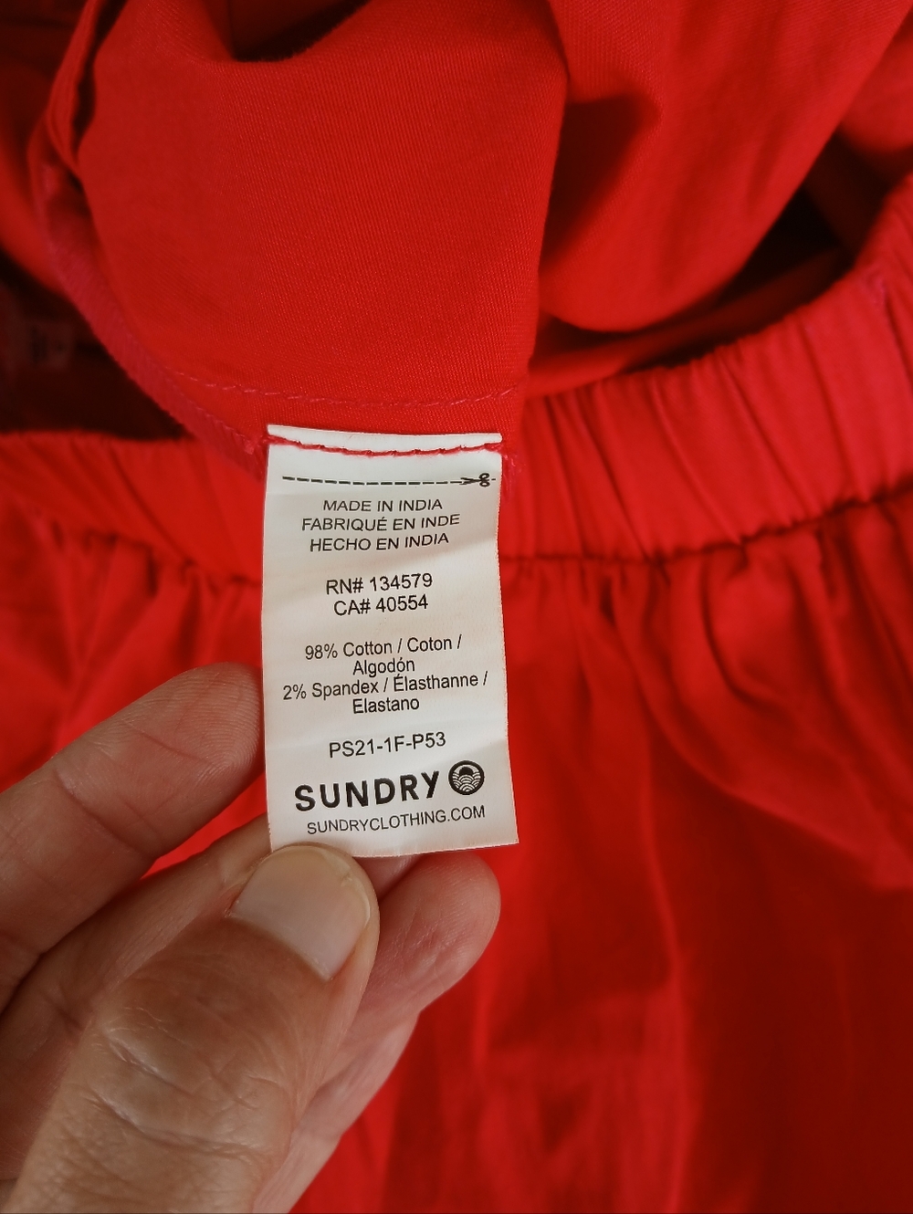 Sundry Red Cotton Midi Skirt Pull On Size 2 - Picture 8 of 9